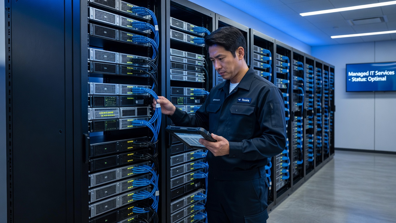 ITシステムの定期保守作業を行うエンジニア